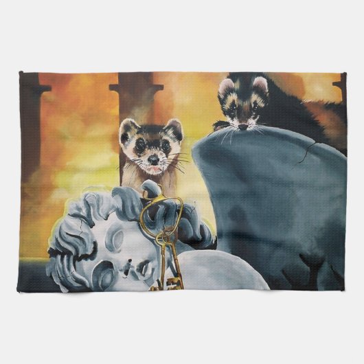 Schattigee frettensleutels Cherub Theedoek (Horizontaal)