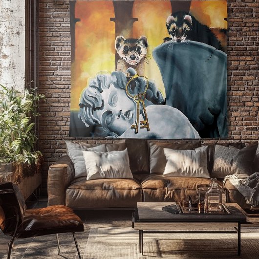 Schattigee frettensleutels Cherub Wandkleed