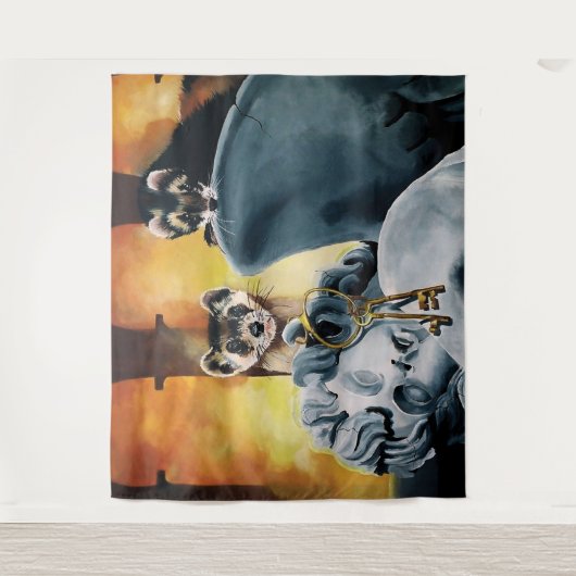 Schattigee frettensleutels Cherub Wandkleed (Voorkant)