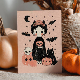 Schattigee Frida Kahlo Pink Pasteloween Happy Hall Kaart
