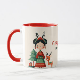 Schattigee Frida Kahlo Retro Vrolijke Kerstnaam Mok