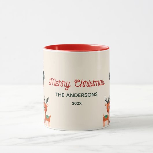 Schattigee Frida Kahlo Retro Vrolijke Kerstnaam Mok (Midden)