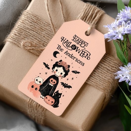Schattigee Frida Kahlo Whimsical Pink Happy Hallow Cadeaulabel