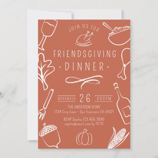 Schattigee Friendsgiving Thanksgiving Diner Pompoe Kaart (Voorkant)