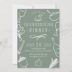 Schattigee Friendsgiving Thanksgiving Diner Pompoe Kaart