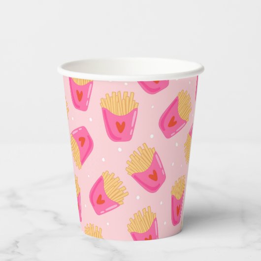 Schattigee frieten papier cup papieren bekers (Achterkant)