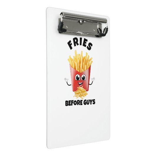 Schattigee frietjes Cartoon Hoodie & T-shirt – Gra Mini Klembord (Schuin)