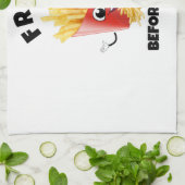 Schattigee frietjes Cartoon Hoodie & T-shirt – Gra Theedoek (Gevouwen)