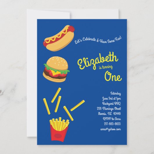 Schattigee frietjes Kind 1e verjaardagsfeest Fastf Kaart (Voorkant)