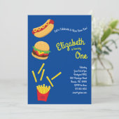 Schattigee frietjes Kind 1e verjaardagsfeest Fastf Kaart (Staand voorkant)