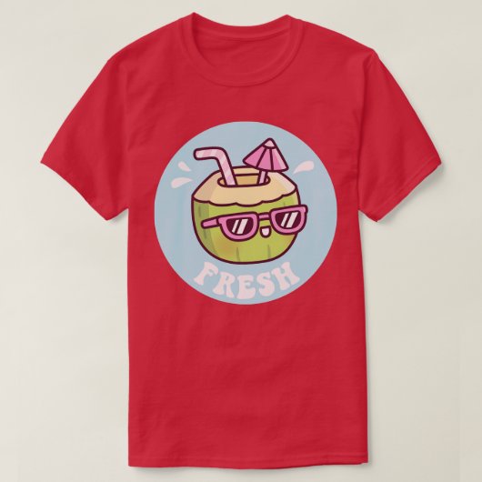 Schattigee frisse kokosnoot water paraplu zomervib t-shirt (Design voorkant)