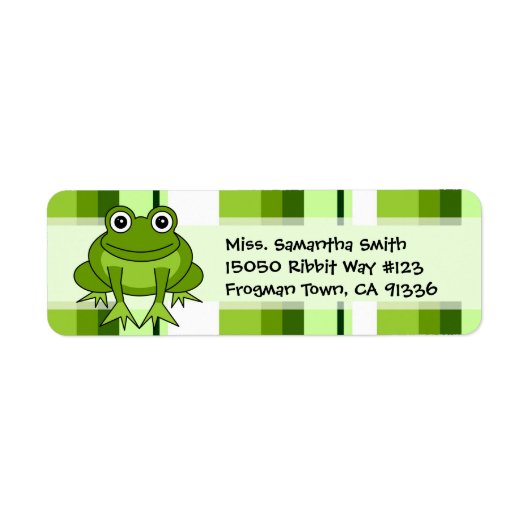 Schattigee Frog Green Stripe Retouradreslabels Etiket (Voorkant)