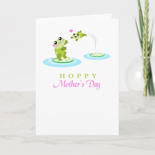 Schattigee Frog Hoppy Happy Mothers Day kaart (Voorkant)