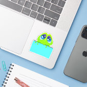 Schattigee Frog Planner Sticker Kleurrijk plakboek (Laptop met iPhone)