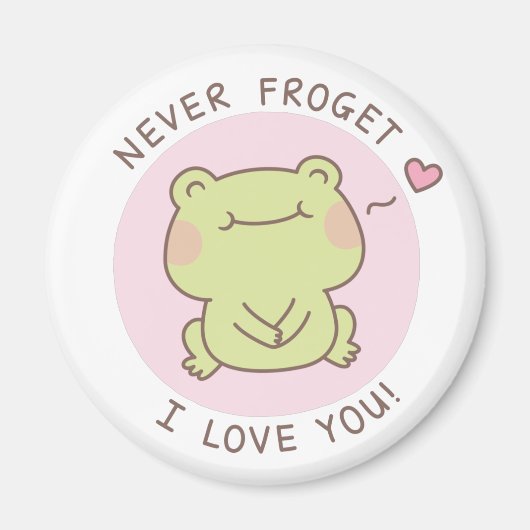 Schattigee Frog Pun Never Frogret Ik hou van jou Magneet (Voorkant)