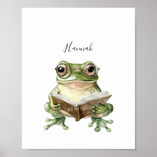Schattigee Frog Reading Poster Print (Voorkant)