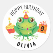 Schattigee Frog Verjaardag Classic Ronde Sticker (Voorkant)