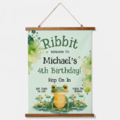 Schattigee Frog verjaardagsfeestje uitnodiging Hangend Wandkleed (Voorkant)