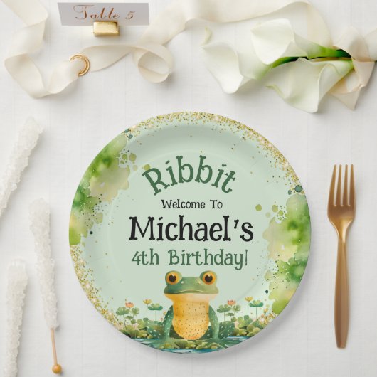 Schattigee Frog verjaardagsfeestje uitnodiging Papieren Bordje (Huwelijk)