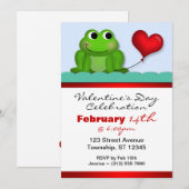 Schattigee Froggy Heart Valentijnsdag Uitnodiginge Kaart (Voorkant / Achterkant)