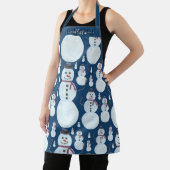 Schattigee Frosty Blue Snowman Waterverf Patroon N Schort (Insitu)