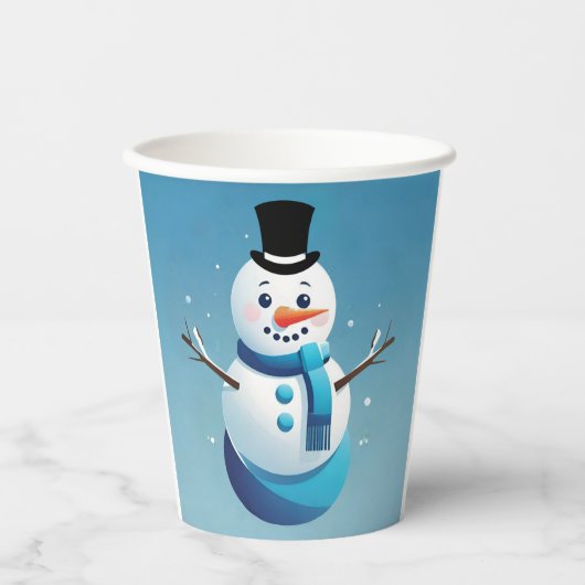 Schattigee Frosty Sneeuwman Illustratie Papier Cup Papieren Bekers (Voorkant)