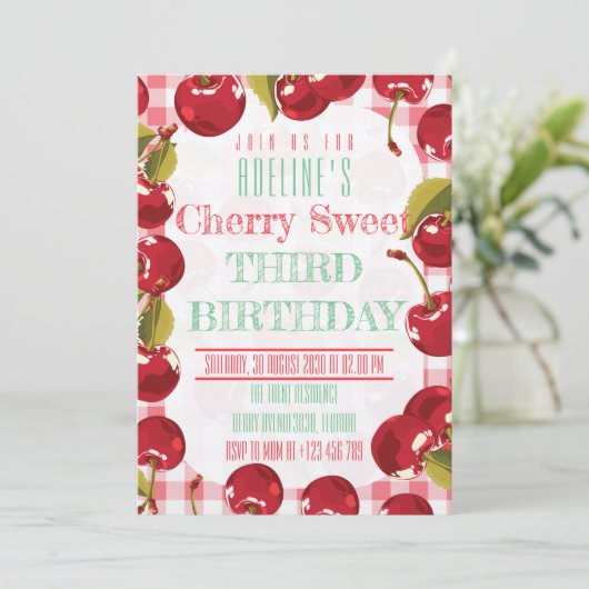 Schattigee Fruit Cherry Sweet Birthday Kaart (Staand voorkant)