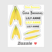 Schattigee fruitbananen met naam sticker (Vel)