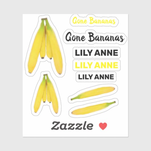 Schattigee fruitbananen met naam sticker (Vel)