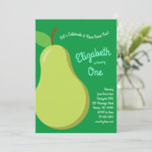 Schattigee Fruitperen Kinder 1e Verjaardagsfeest Kaart (Staand voorkant)