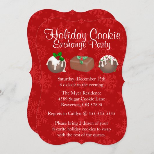 Schattigee Fudge Cookie Exchange Vakantie Uitnodig Kaart (Voorkant / Achterkant)