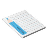 Schattigee Fun Blue Pencil Lined Gepersonaliseerde Notitieblok (Schuin)