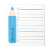Schattigee Fun Blue Pencil Lined Gepersonaliseerde Notitieblok (Voorkant)