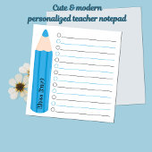 Schattigee Fun Blue Pencil Lined Gepersonaliseerde Notitieblok
