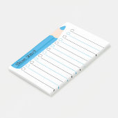 Schattigee Fun Blue Pencil Lined Gepersonaliseerde Post-it® Notes (Schuin)