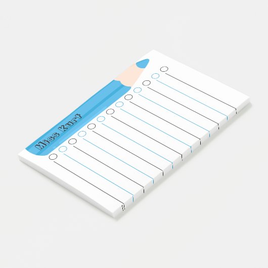 Schattigee Fun Blue Pencil Lined Gepersonaliseerde Post-it® Notes (Schuin)