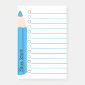 Schattigee Fun Blue Pencil Lined Gepersonaliseerde Post-it® Notes (Voorkant)