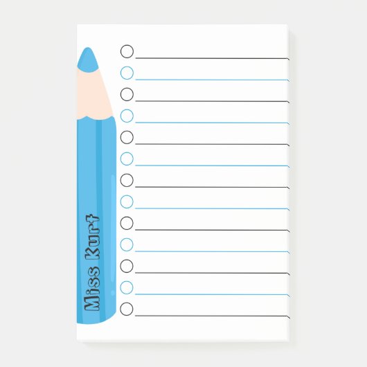 Schattigee Fun Blue Pencil Lined Gepersonaliseerde Post-it® Notes (Voorkant)