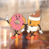 Schattigee Fun Coffee and Donuts Shop Advertentie Raamsticker (Vel 2)
