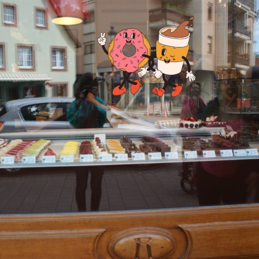 Schattigee Fun Coffee and Donuts Shop Advertentie Raamsticker