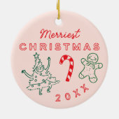 Schattigee Fun Doodles Kerstvakantie Keramisch Ornament (Achterkant)