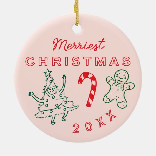 Schattigee Fun Doodles Kerstvakantie Keramisch Ornament (Achterkant)