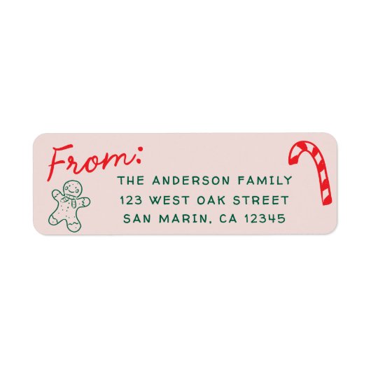 Schattigee Fun Doodles Kerstvakantie Retouradres Etiket (Voorkant)