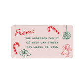 Schattigee Fun Doodles Kerstvakantie Retouradres Etiket (Voorkant)
