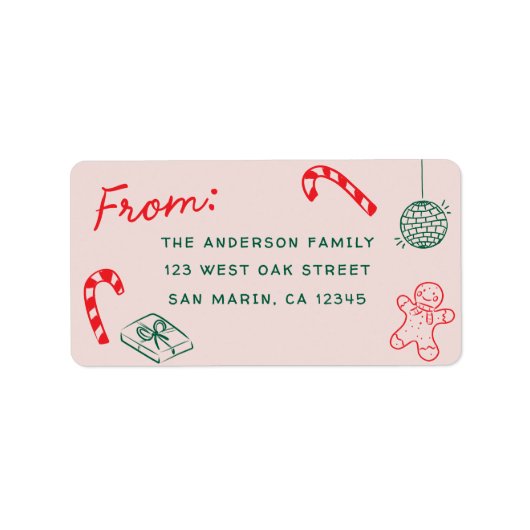 Schattigee Fun Doodles Kerstvakantie Retouradres Etiket (Voorkant)