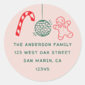 Schattigee Fun Doodles Kerstvakantie Retouradres Ronde Sticker