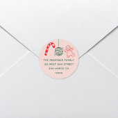 Schattigee Fun Doodles Kerstvakantie Retouradres Ronde Sticker