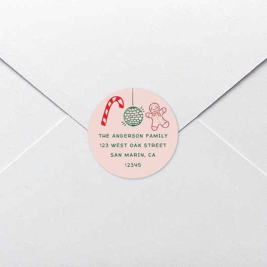 Schattigee Fun Doodles Kerstvakantie Retouradres Ronde Sticker