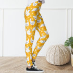 Schattigee Fun  Geel en Zwarte Kippenhoen Leggings<br><div class="desc">Leggings versierd Kippenpatroon.</div>