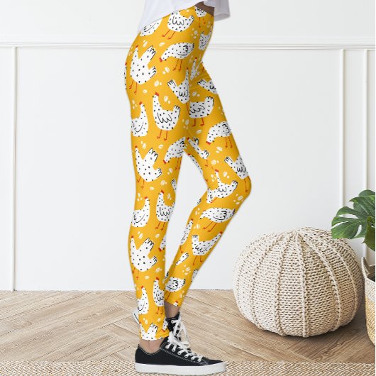 Schattigee Fun  Geel en Zwarte Kippenhoen Leggings